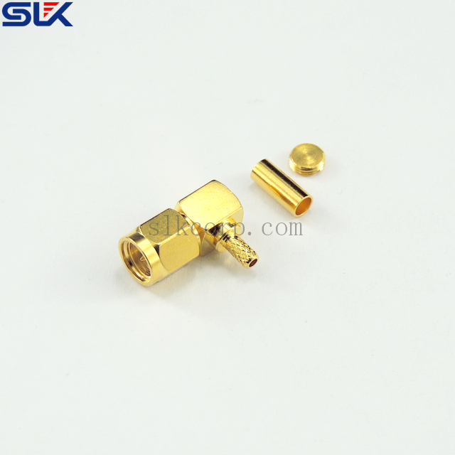 SMA plug right angle crimp connector for RG316 cable 50 ohm 5MAM11R-A02-009