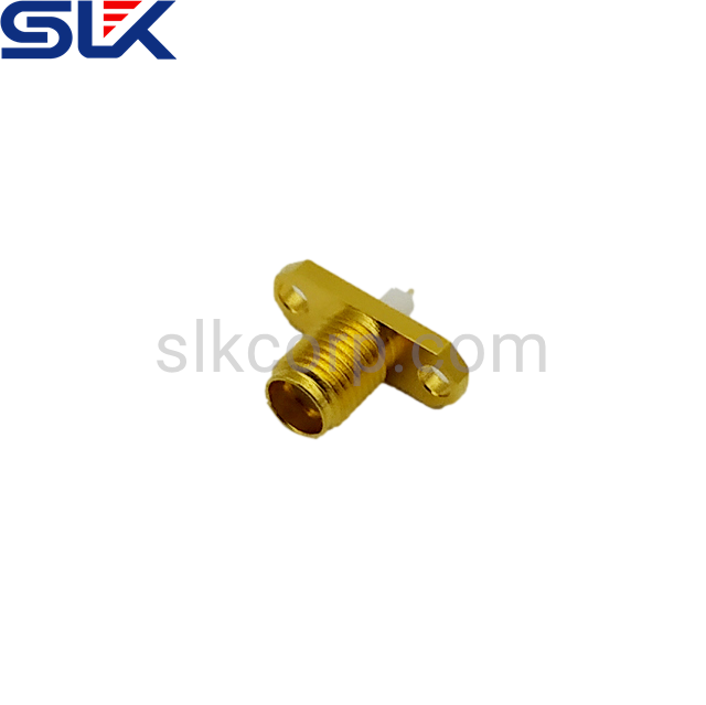 SMA jack straight connector for PCB end launch 2 holes flange 50 ohm 5MAF85S-H21-019