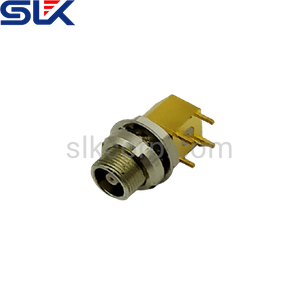 QLA jack right angle connector for PCB bulkhead-front mount 50 ohm NM-5QLF25R-P41-002