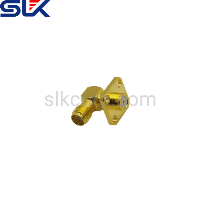 SMA jack right angle connector 4 holes flange 50 ohm 5MAF84R-H41-001